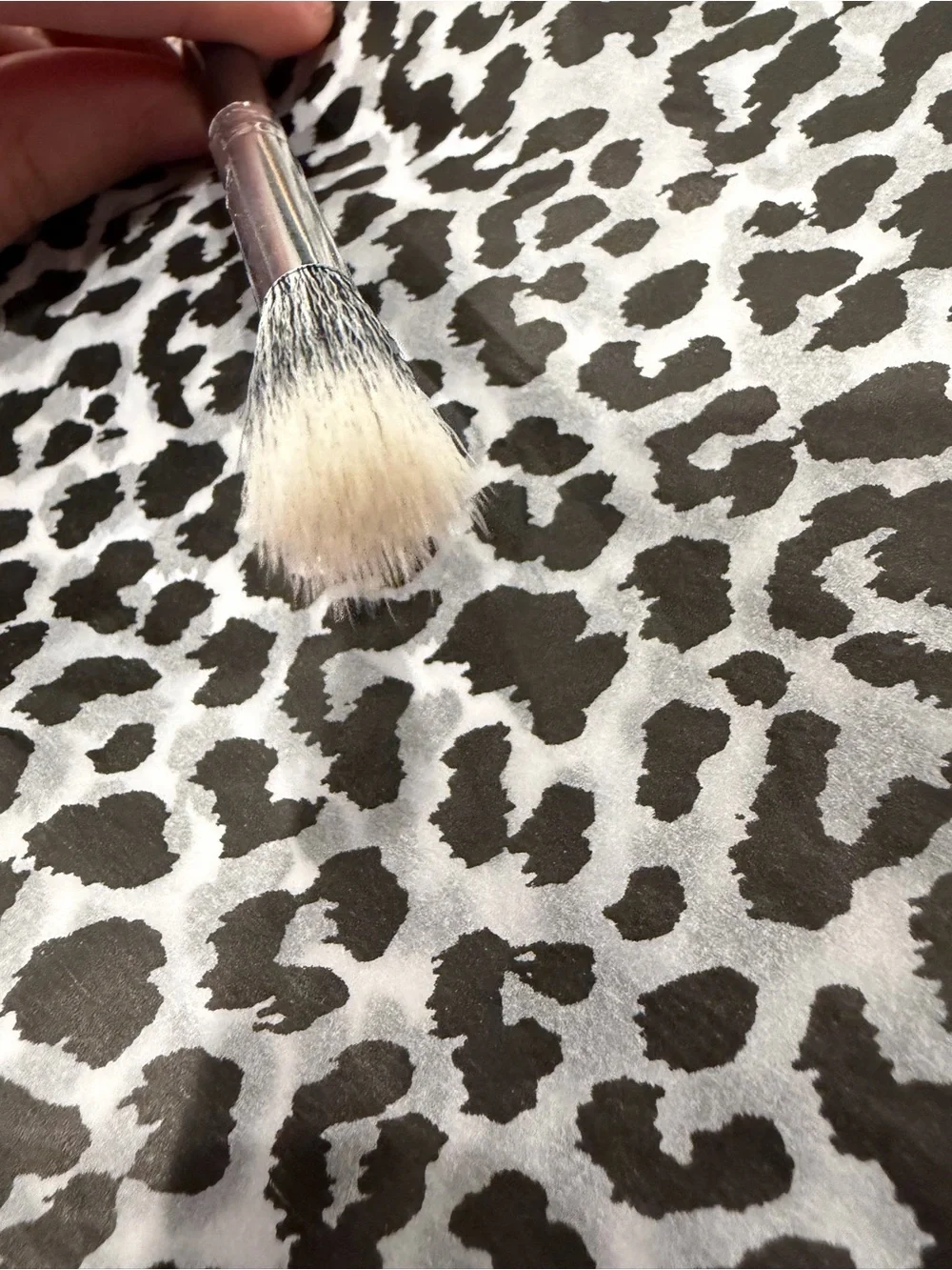 New Black Handle Silver-Tone Makeup eyeshadow Brush with White Bristles